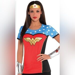 DC Comics Wonder Woman Movie T Shirt Cosplay with Gold Headband sz S
